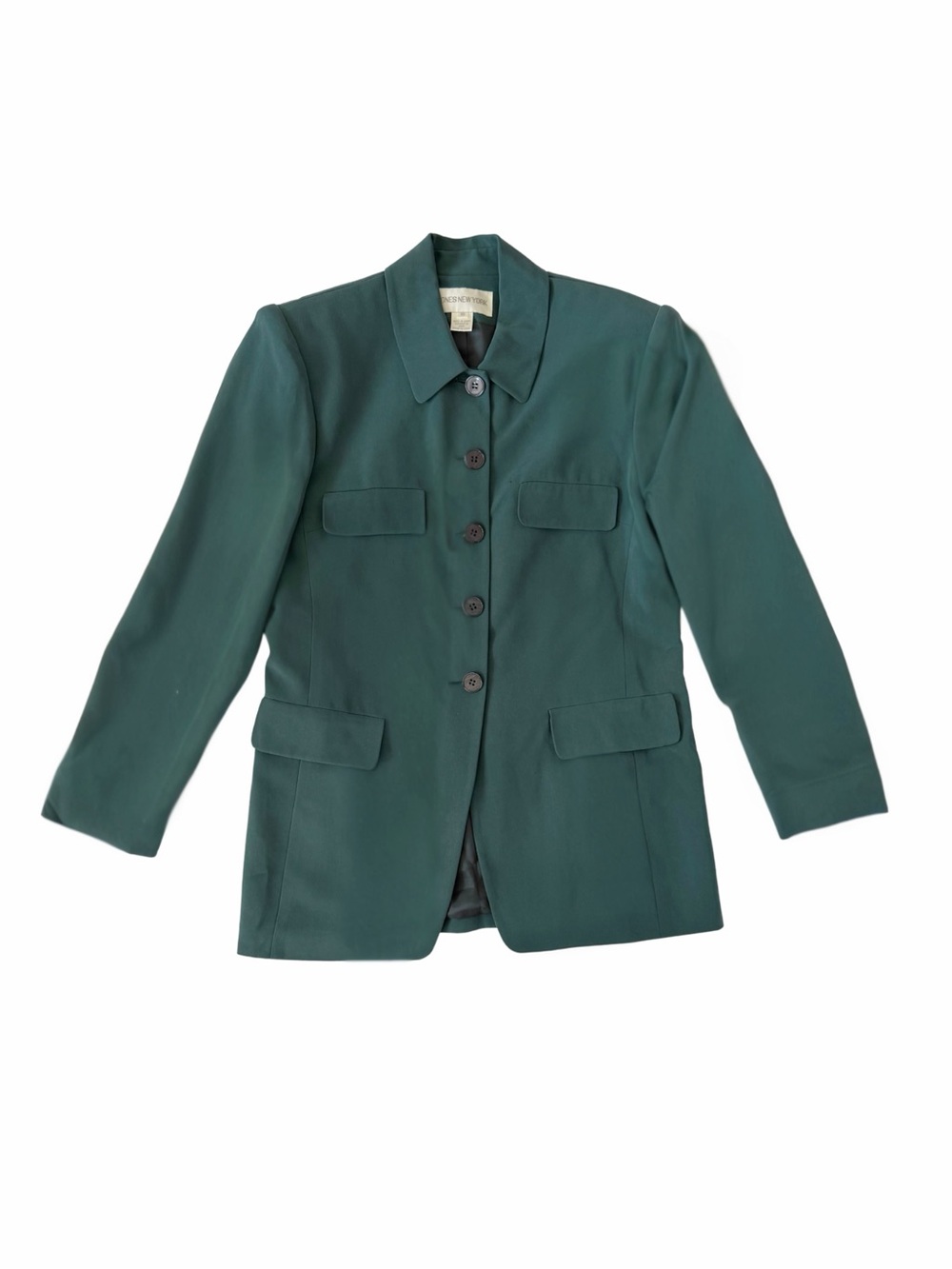 Vintage Jones New York Teal Green Silk Women's Blazer